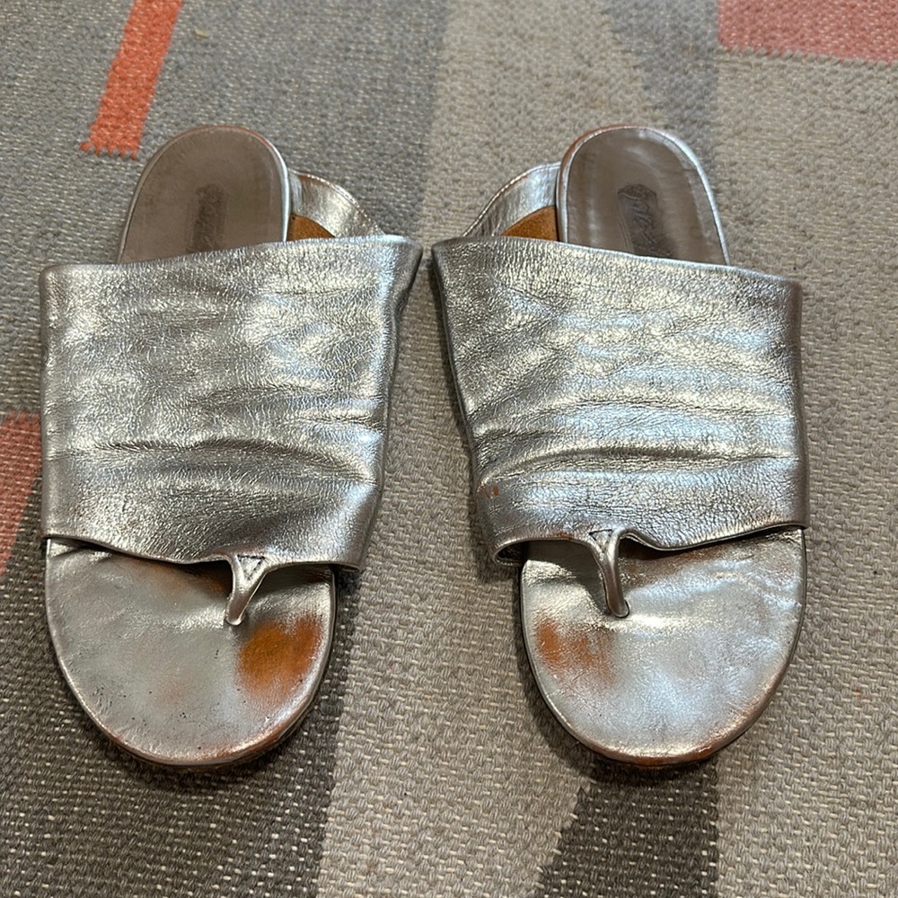 Marsell silver leather glove flat sandal 38.5